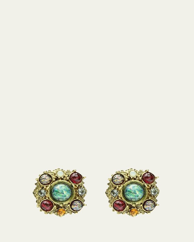 Multicolor Round Clip-On Stud Earrings